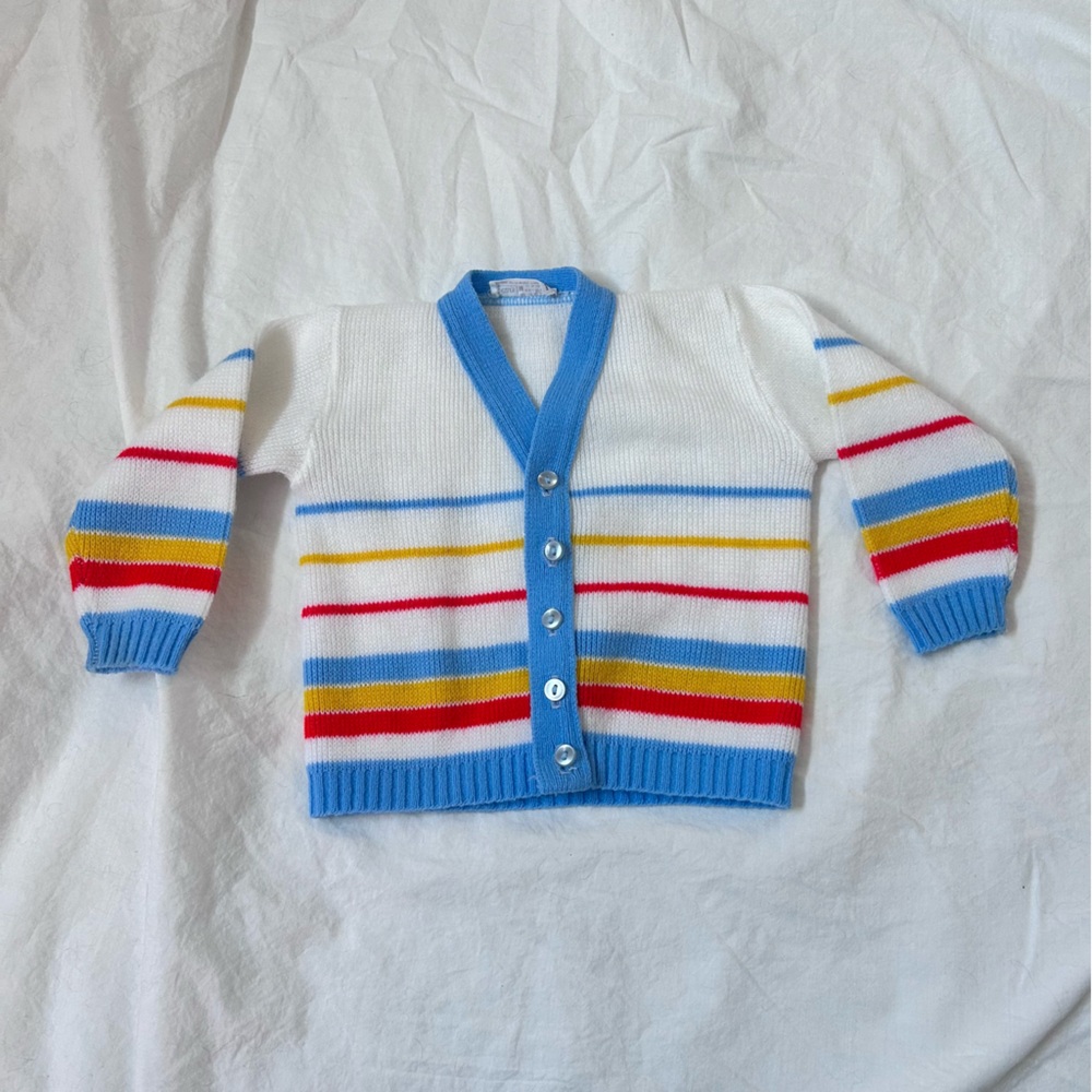 Vintage primary color striped sweater fits 12 months best!